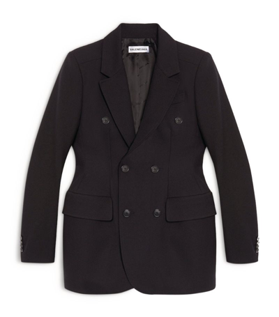 Balenciaga Wool Hourglass Jacket In Black