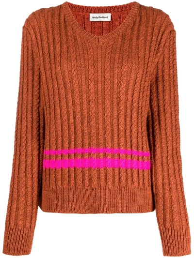 Molly Goddard Long-sleeve Aran Jumper In Orange