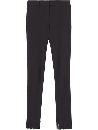 Burberry High-waisted Fringed-edge Leggings In Schwarz