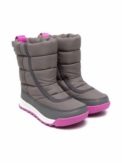 Sorel Kids' Whitney Ii Puffy Waterproof Boot In Quarry/ Grill