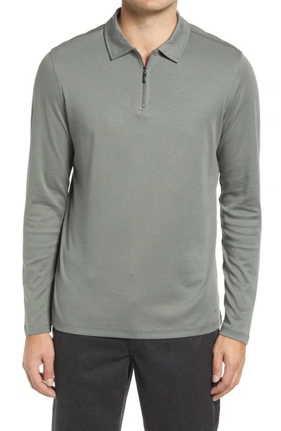 Robert Barakett Georgia Long Sleeve Zip Polo In Dusty Moss