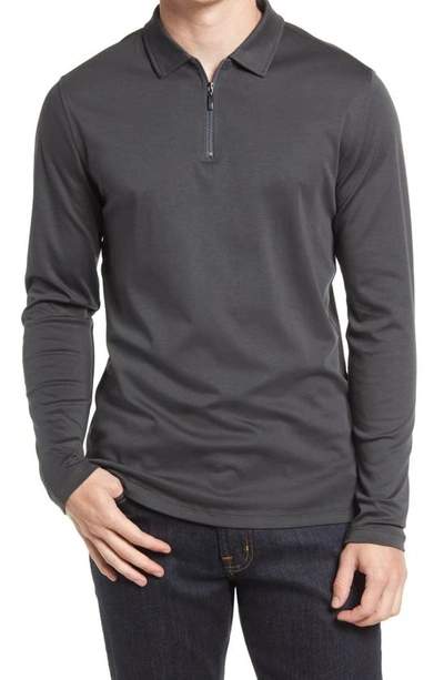 Robert Barakett Georgia Long Sleeve Zip Polo In Cannon