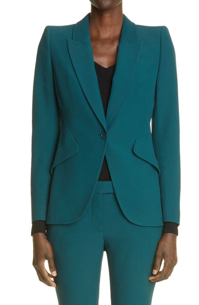 Alexander Mcqueen Leaf Crepe Jacket In 3019 Forest Green