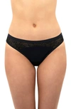 Saalt Period & Leakproof Light Absorbency Lace Thong In Volcanic Black