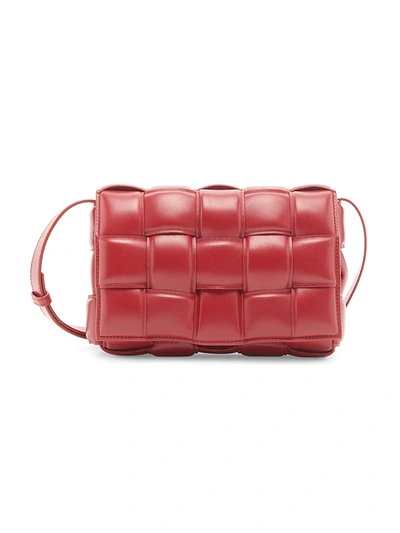 Bottega Veneta The Cassette Padded Leather Crossbody Bag In Red