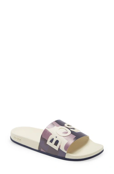 Hugo Boss Bay Slide Sandal In Open Beige