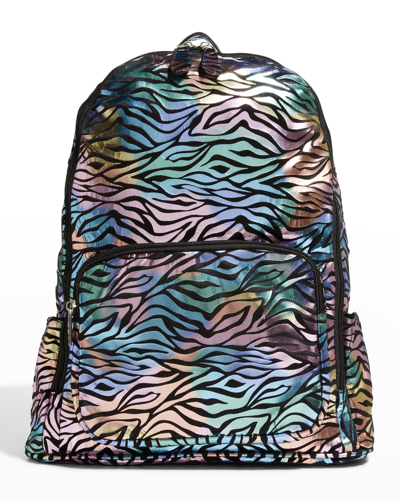 Bari Lynn Kid's Metallic Zebra-print Backpack In Multi