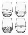 Juliska Heritage 4-piece Assorted Stemless Wine Glass Set In Clear