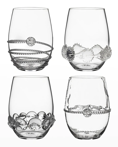 Juliska Heritage 4-piece Assorted Stemless Wine Glass Set In Clear