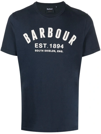 Barbour Logo Print T-shirt In Blau