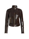 Blanc Noir Mesh Leather Moto Jacket In Black/gold