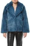 Apparis Milly Faux Fur Oversized Short Coat In Stone Blue