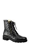 Ron White Tiffany Quilted Leather Combat Booties In Onyx Leather