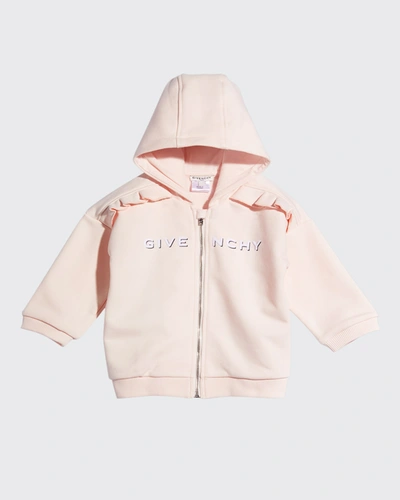Givenchy Kids' Girl's Shadow Logo Ruffle Jacket In 45s Lt Pink