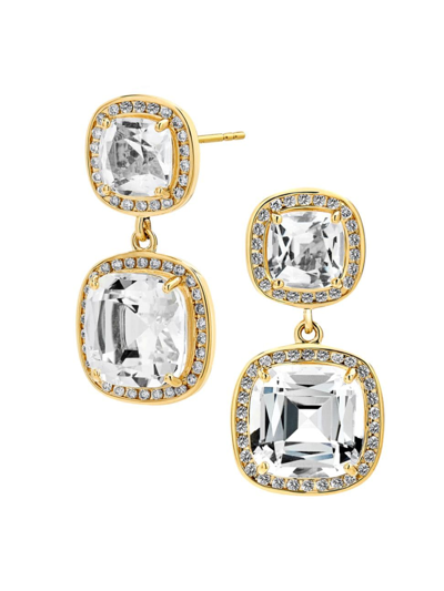 Syna 18k Mogul Rock Crystal Cushion Earrings With Diamonds In Yellow Gold