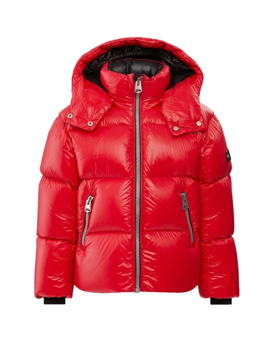 Mackage Kid's Jesse Logo Quilted Jacket In Red