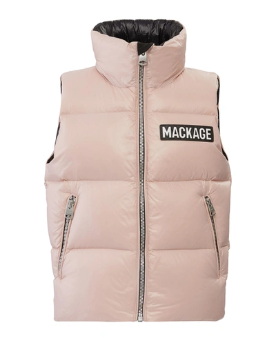Mackage Kid's Charlee Quilted Logo Vest In Petal
