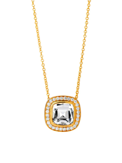 Syna Women's Mogul 18k Yellow Gold, Rock Crystal, & Diamond Cushion Pendant Necklace