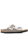 Birkenstock Shearling-lined Double-strap Sandals In Grey