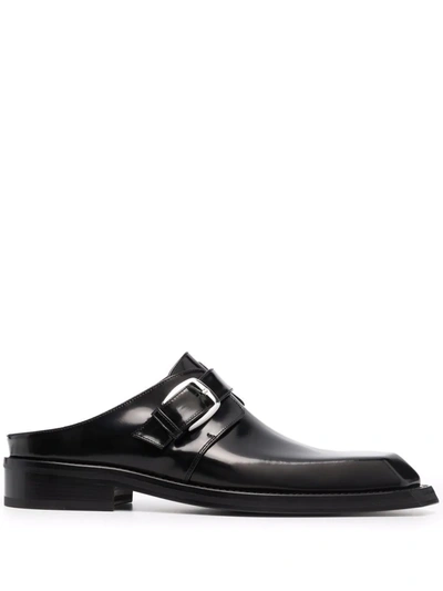 Martine Rose Chisel Toe Backless Buckled Loafers In Black