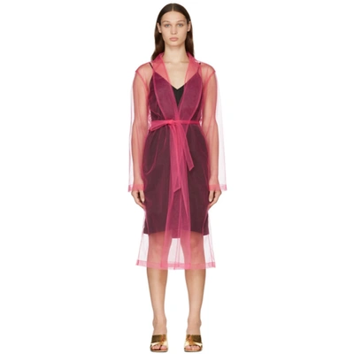 Dries Van Noten Pink Mesh Mid-length Dress In 304 Fuchsia
