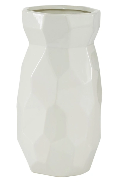 Willow Row Tall Geometric Stoneware Vase In White