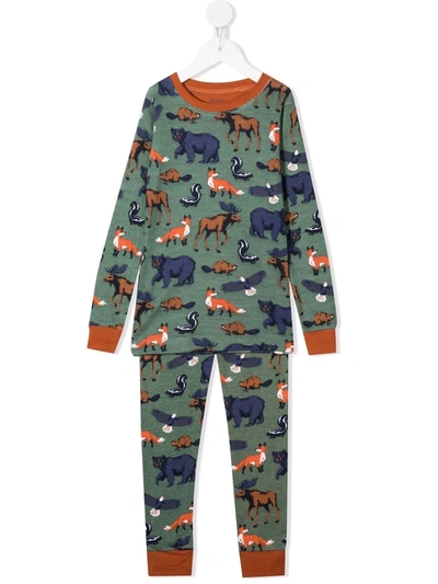 Hatley Kids' Organic Cotton Printed Pyjamas In Green