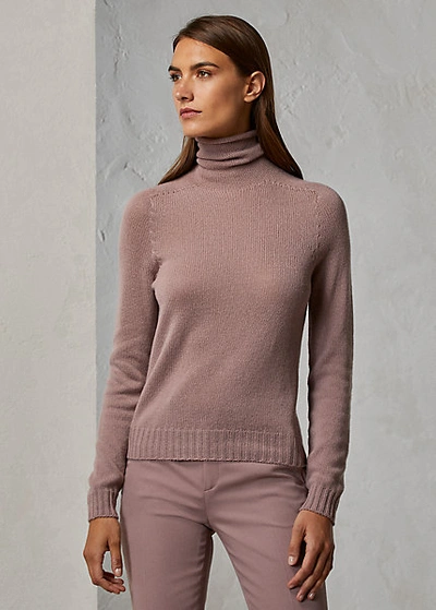 Ralph Lauren Cashmere Long-sleeve Funnelneck Sweater In Light Mauve