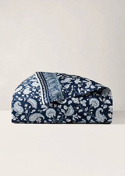 Ralph Lauren Delphine Paisley Duvet Cover, Full/queen In Navy