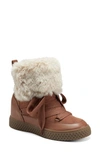 Aerosoles Zoya Faux Fur Cuff Lace-up Boot In Tan Combo