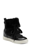 Aerosoles Zoya Faux Fur Cuff Lace-up Boot In Black Combo