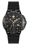 Versace Men's Sport Tech Gunmetal-tone & Silicone Strap Watch In Black