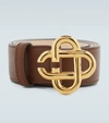 Casablanca Brown Logo Buckle Leather Belt In Gold Caramel