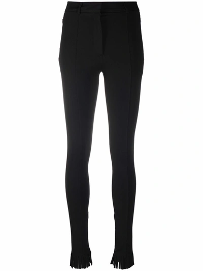 Burberry Fringed Stretch Crepe Jersey Leggings In Black