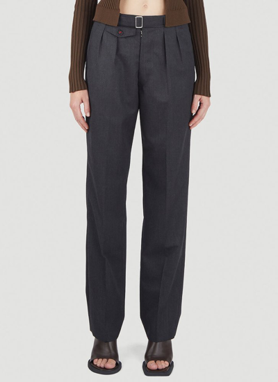 Maison Margiela High Waisted Belted Trousers In Grey