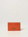Ferragamo Leather Credit Card Holder In Orange