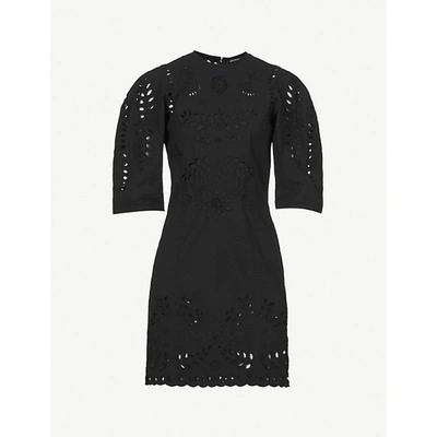 Isabel Marant Womens Black Dallin Embroidered Cotton Mini Dress 8