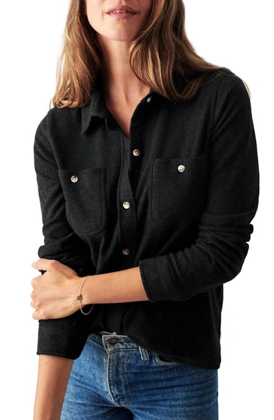 Faherty Legend Sweater Shirt In Heathered Black Twill