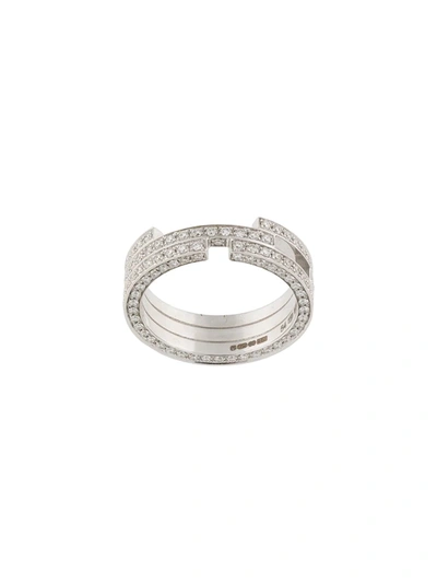 Maison Dauphin 18kt White Gold Full Set Diamond Triple Ring In Silber