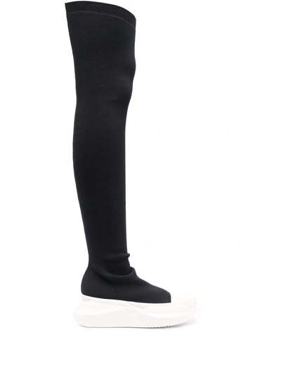 Rick Owens Drkshdw Abstract Stockings Thigh-high Boots In Nero
