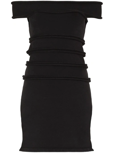 Alexander Wang Fitted Off The Shoulder Mini Dress In Black