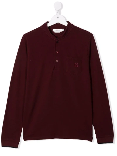 Bonpoint Teen Collarless Polo Top In Red