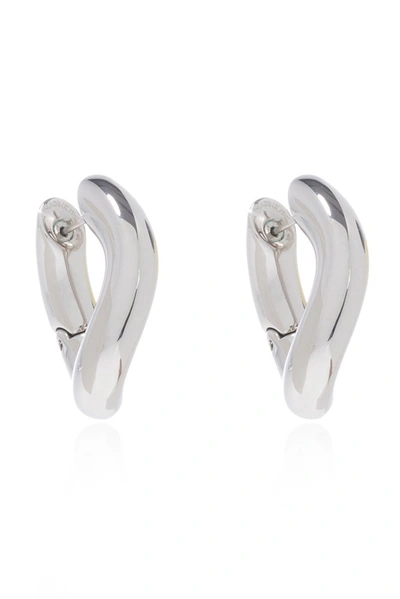 Balenciaga Loop Twisted Earrings In Silver