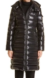 Moncler Moka Water Resistant Long Hooded Down Puffer Parka In Black/ Black