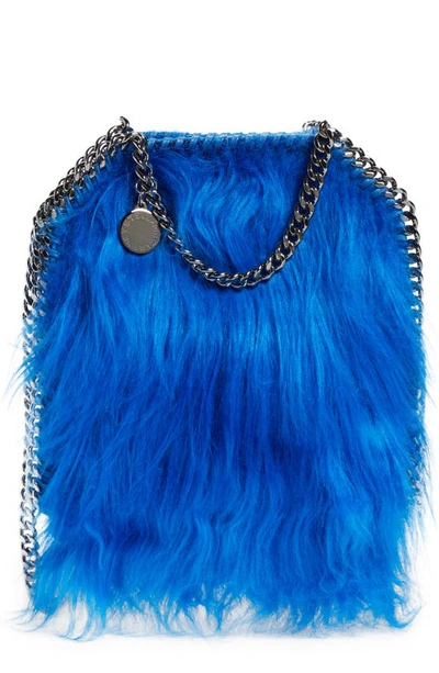 Stella Mccartney Tiny Falabella Faux Fur Crossbody Bag In Blue