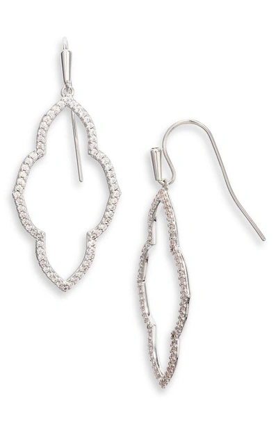Kendra Scott Cubic Zirconia Small Open Frame Drop Earrings In Rhodium Metal