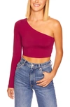 Susana Monaco One-shoulder Crop Top In Raspberry
