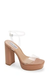 Steve Madden Lessa Platform Ankle Strap Sandal In Clear Nude