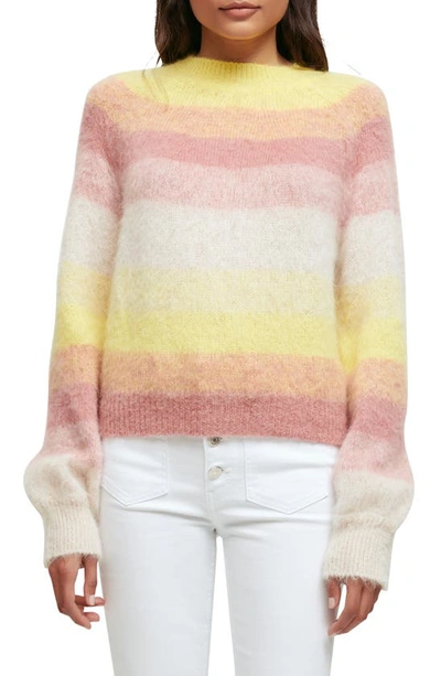 Maje Womens Jaunes / Oranges Millao Striped Knitted Jumper 8 In Yellow