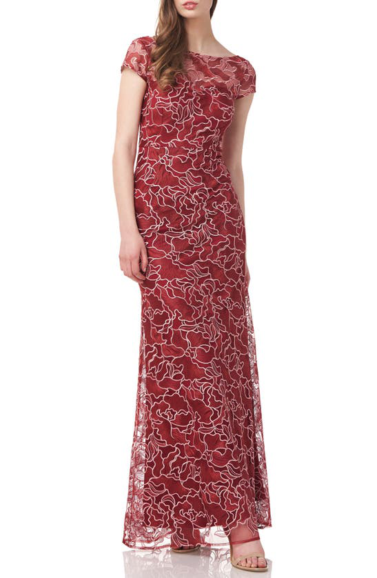js collections 3d embroidered lace gown